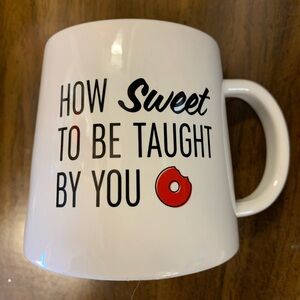 White Mug with Sweet Quote and Red Donut Design